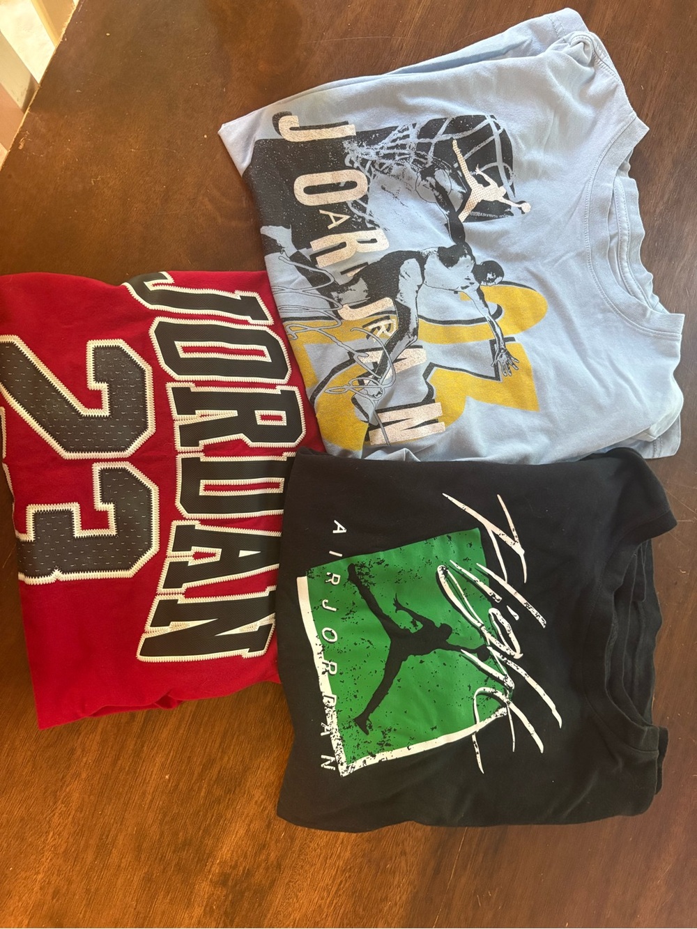 Jordan Kids' Short Sleeve Tee Trio — Black, Light Blue & Red Graphics